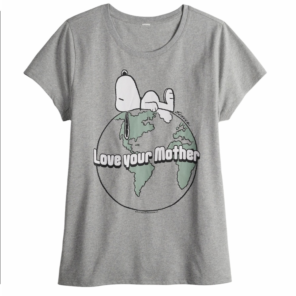 Snoopy “Love Your Mother” Graphic Tee Grey Size Small - Picture 3 of 3